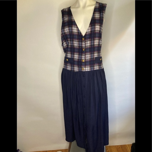 More En Focus Button Down Plaid Dress Sz 16 - Picture 2 of 8